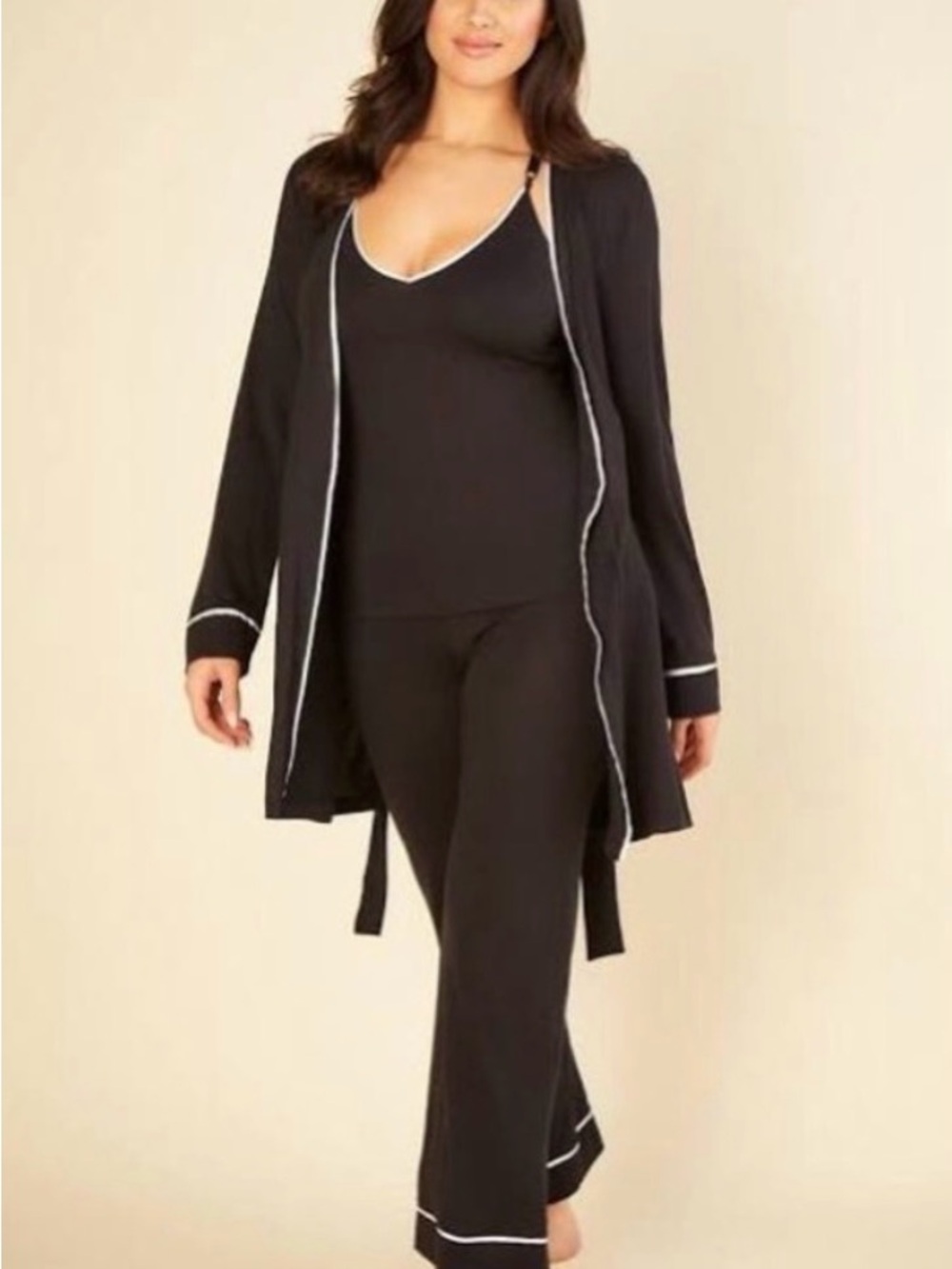 Cosabella black robe and pajama pants bundle lot Large Loungewear Sleepwear